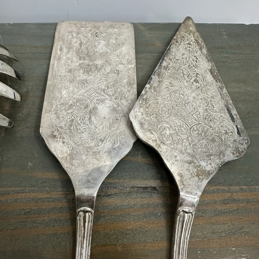 Lot 6 Vintage Silver Plate International Silver Co + Misc Cake Server Spoon Fork